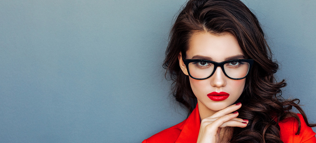 Woman In Red With Eye Glasses